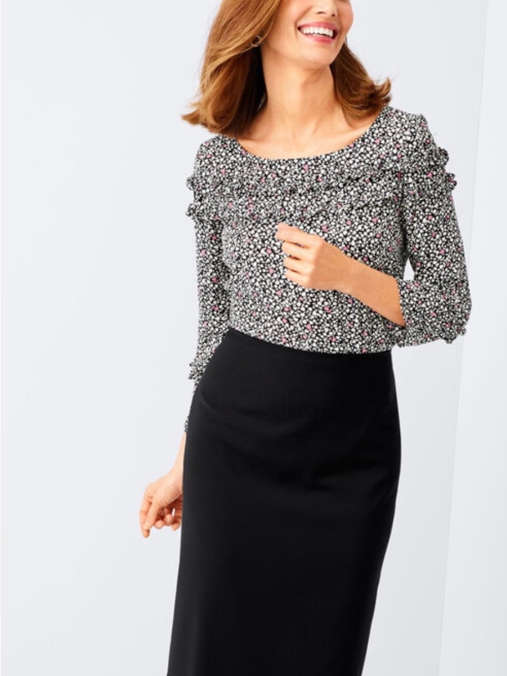 Talbots Black wool Blend Pencil Skirt Size 6
